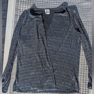 Silver Sequin Open Cardigan